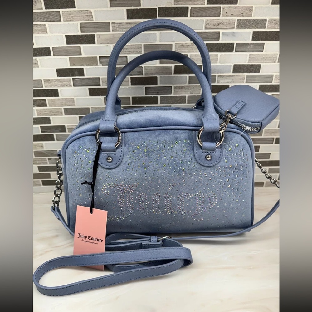 Juicy Viral Blue Rhinestone let it shine bowler bag